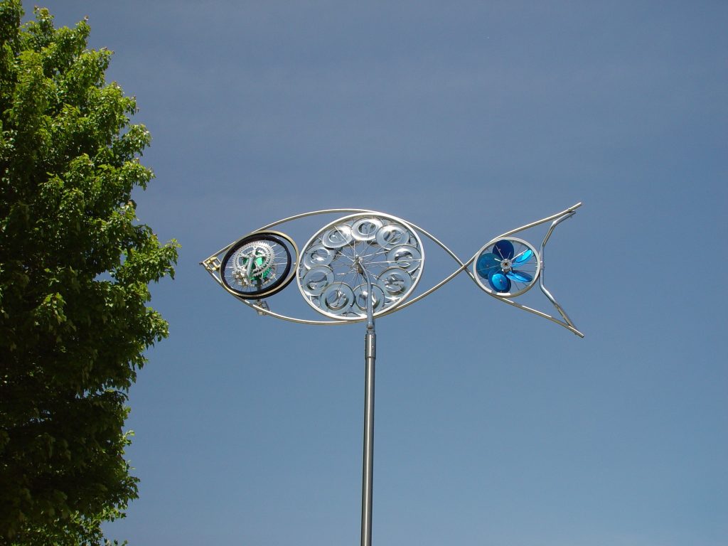 Kinetic Sculpture "Flying Fish" by Patricia Vader