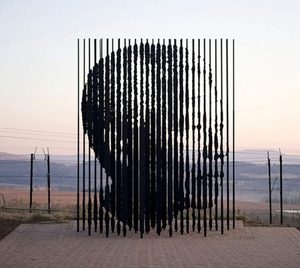 Nelson Mandela Sculpture with bars