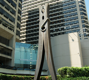 A large standing clothespin 